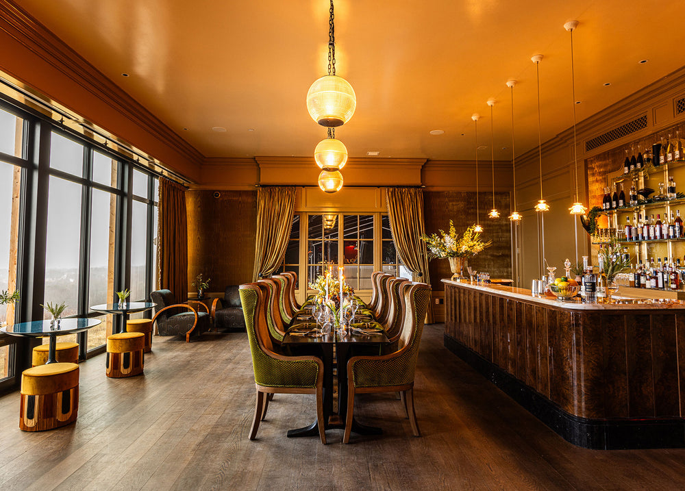 Dining setup in the Salon at Klocke Estate