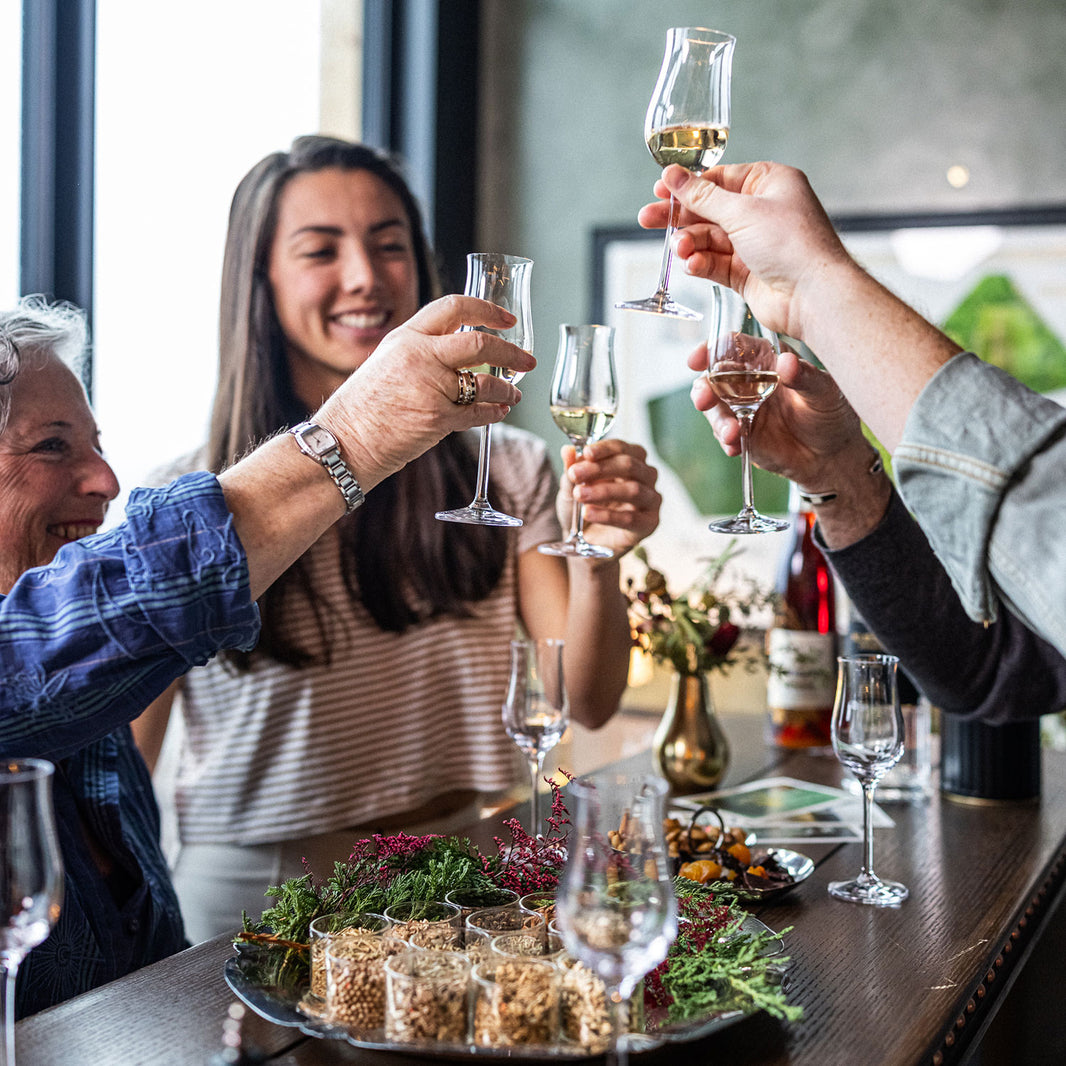 Cheers! at the distillery