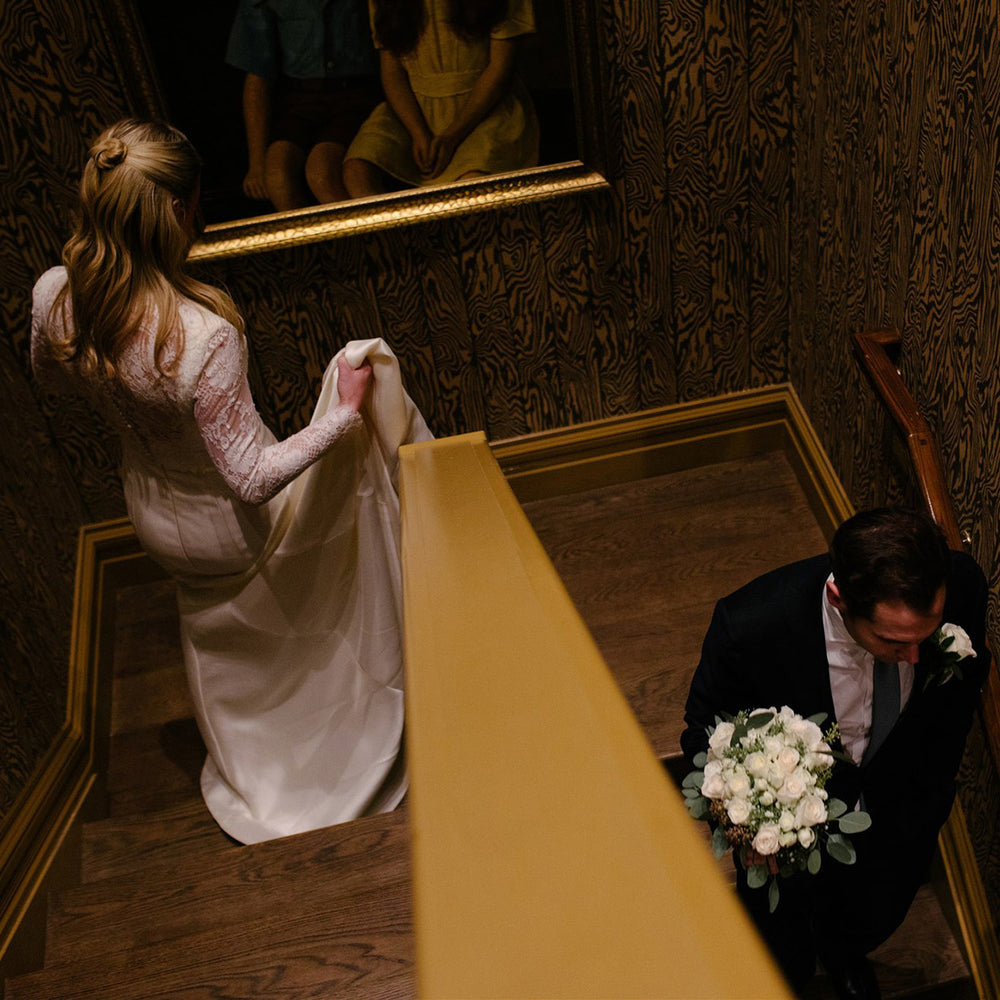 Bride and groom in a micro-wedding at Klocke Estate