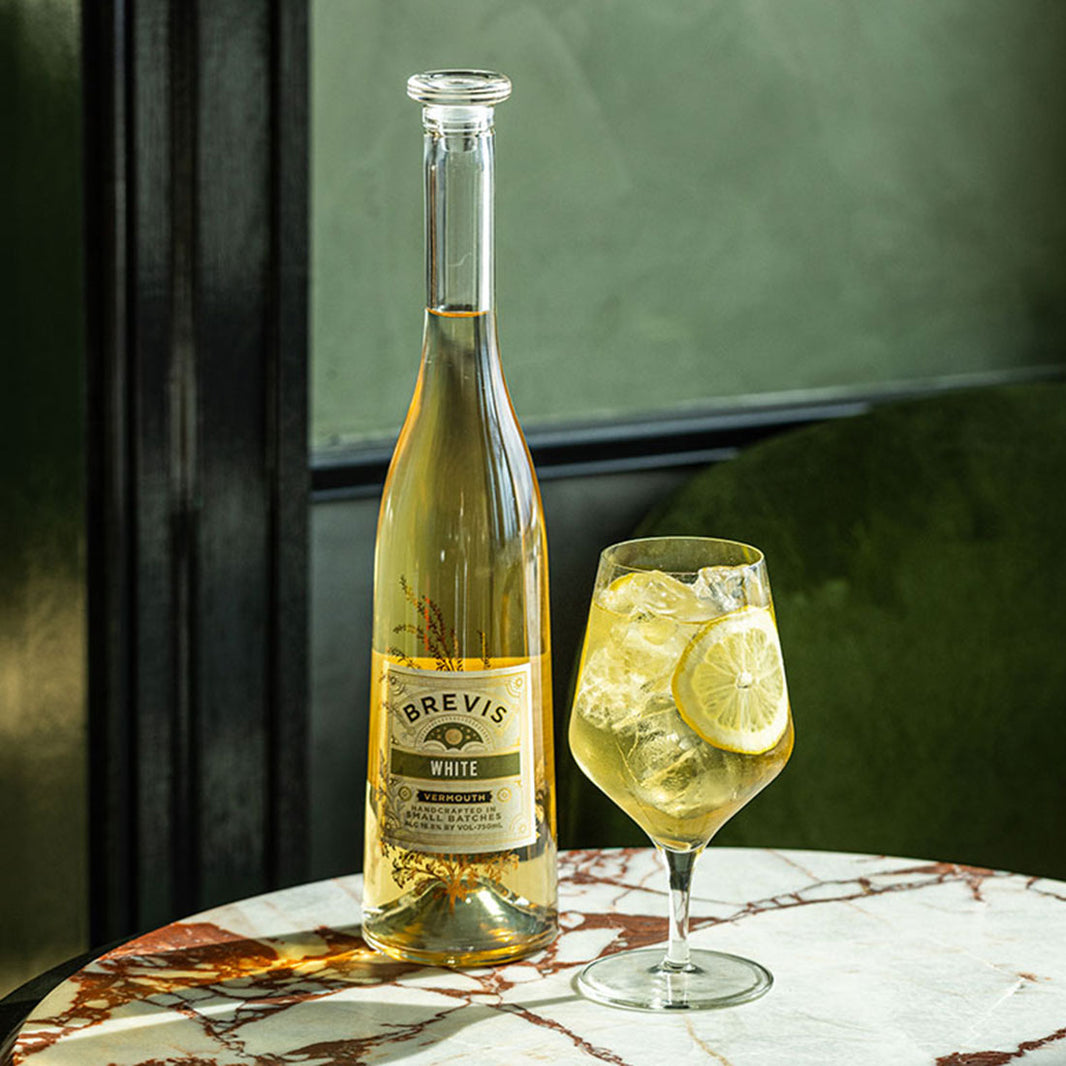 A spritz cocktail made with Klocke Estate Brevis White Vermouth.